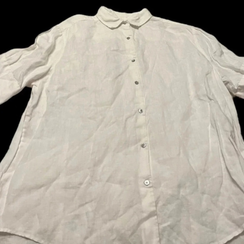 Assembly Label Classic White Linen Button Down Shirt